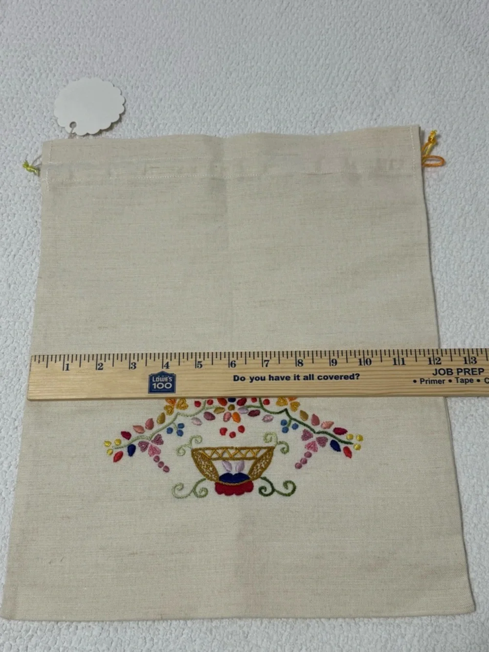 Magda Vakil Linen Drawstring Pouch Hand Embroidered Duster